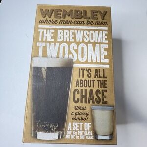 Wembley The Brewsome Twosome Boiler Maker Pint and Shot Glass New Open Box